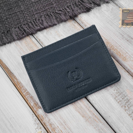 Etui na karty i wizytówki skórzane minimalistyczne praktyczne etui granatowe Paolo Peruzzi T-151-NV