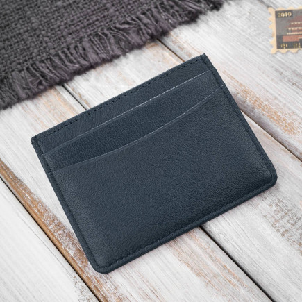 Etui na karty i wizytówki skórzane minimalistyczne praktyczne etui granatowe Paolo Peruzzi T-151-NV