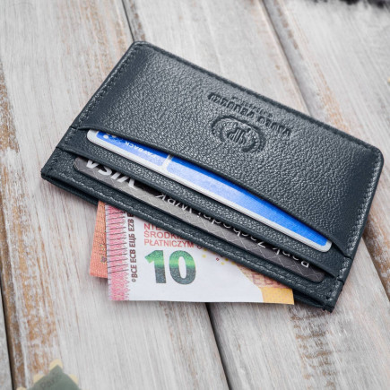 Etui na karty i wizytówki skórzane minimalistyczne praktyczne etui granatowe Paolo Peruzzi T-151-NV