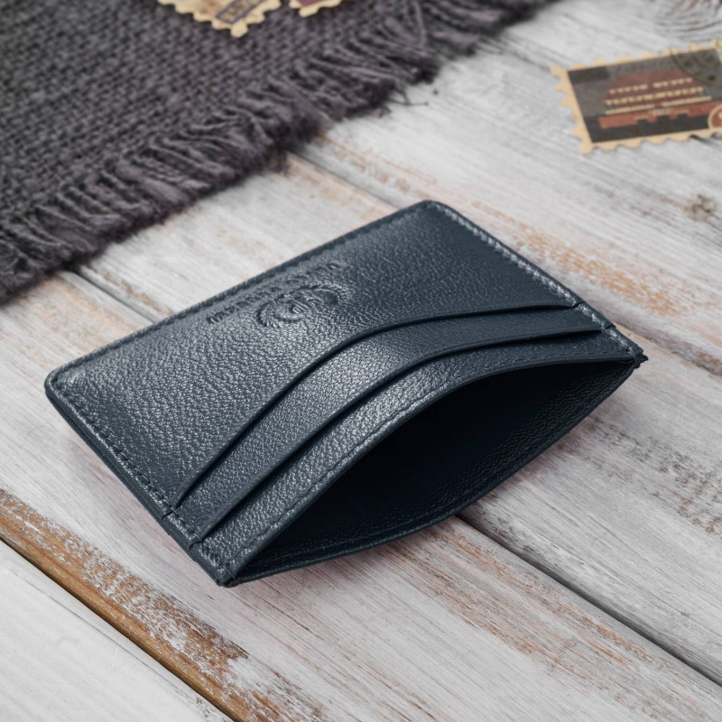 Etui na karty i wizytówki skórzane minimalistyczne praktyczne etui granatowe Paolo Peruzzi T-151-NV