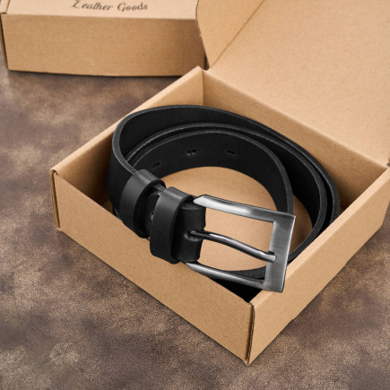 Pasek męski skórzany premium z klasyczną klamrą elegancki czarny 110 cm Paolo Peruzzi PG-09-BL-110