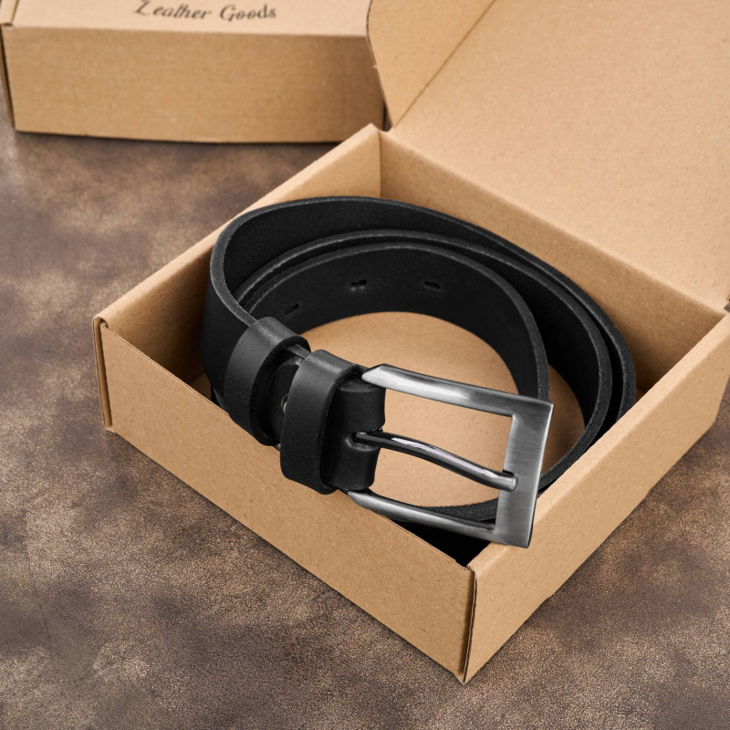 Pasek męski skórzany premium z klasyczną klamrą elegancki czarny 120 cm Paolo Peruzzi PG-09-BL