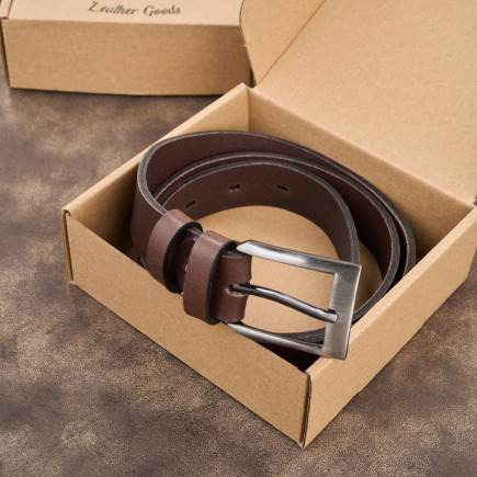 Pasek męski skórzany premium z klasyczną klamrą elegancki brązowy 110 cm Paolo Peruzzi PG-09-BR-110