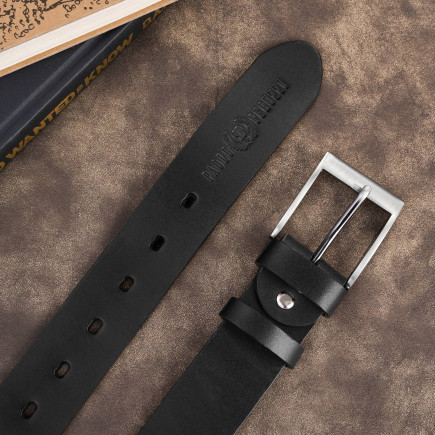 Pasek męski skórzany premium z klasyczną klamrą elegancki czarny 100 cm Paolo Peruzzi PG-08-BL-100