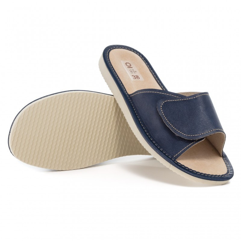 Kapcie damskie R.38 na rzep całoroczne wsuwane koturn  KD-01-DB-38