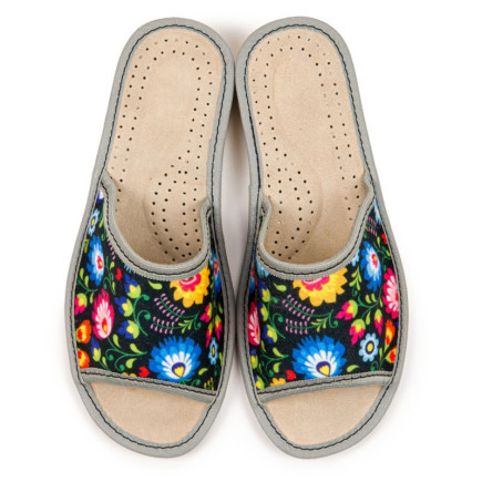 Kapcie damskie R.41filcowe klapki folk lekkie i wygodne odsłonięte KD-04-NB-41