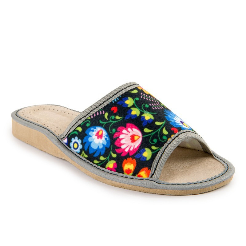 Kapcie damskie R.41filcowe klapki folk lekkie i wygodne odsłonięte KD-04-NB-41