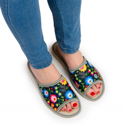 Kapcie damskie R.41filcowe klapki folk lekkie i wygodne odsłonięte KD-04-NB-41