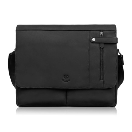 Męska czarna skórzana torba na ramie na laptopa vintage Paolo Peruzzi T-148-HBL