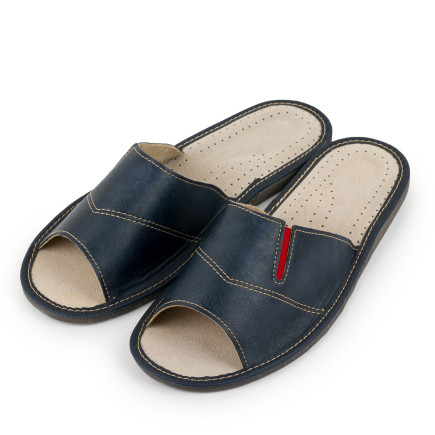 Kapcie męskie skórzane R.40 pantofle domowe przewiewne brązowe skóra eko KM-11-BR-40