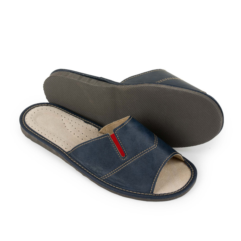 Kapcie męskie skórzane R.40 pantofle domowe przewiewne brązowe skóra eko KM-11-BR-40