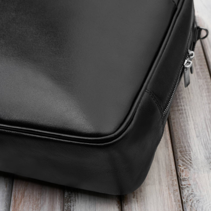 Męska torba skórzana na dokumenty czarna aktówka Paolo Peruzzi T-145-BL