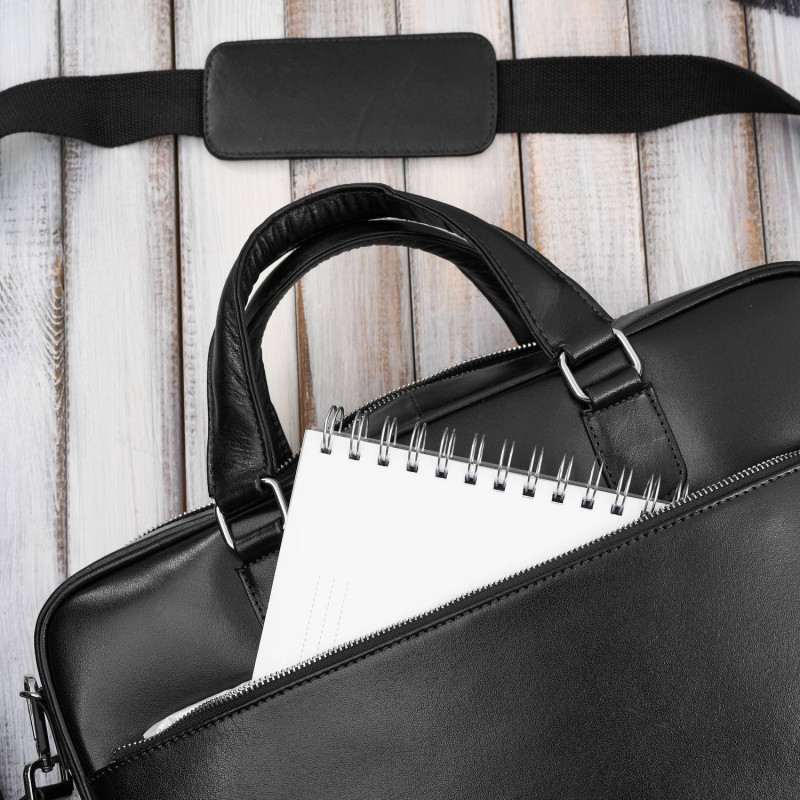 Męska torba skórzana na dokumenty czarna aktówka Paolo Peruzzi T-145-BL