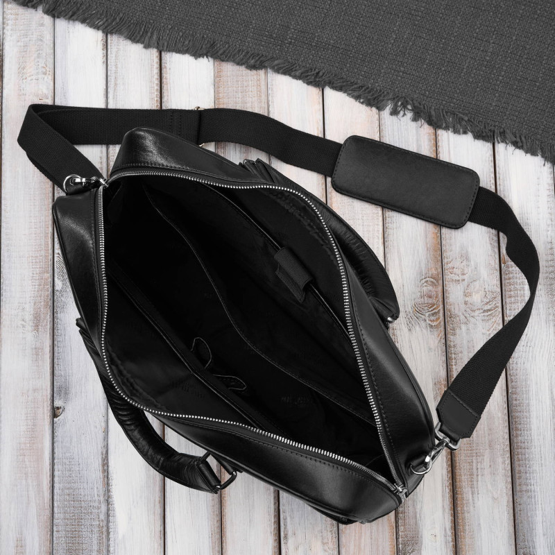 Męska torba skórzana na dokumenty czarna aktówka Paolo Peruzzi T-145-BL