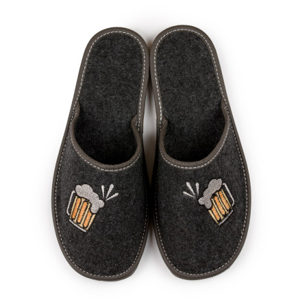 Męskie filcowe klapki domowe R.45 zakryte palce antypoślizgowe KM-13-BL-45