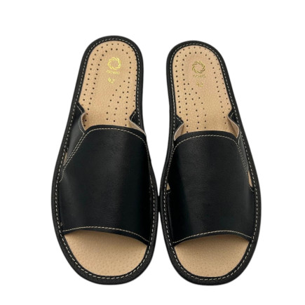 Wygodne kapcie męskie R.42 z naturalną oddychającą skórzaną wkładką KM-14-BL-42