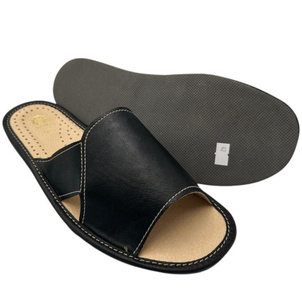 Kapcie męskie R.44 z naturalną skórzaną wkładką lekkie i przewiewne KM-14-BL-44