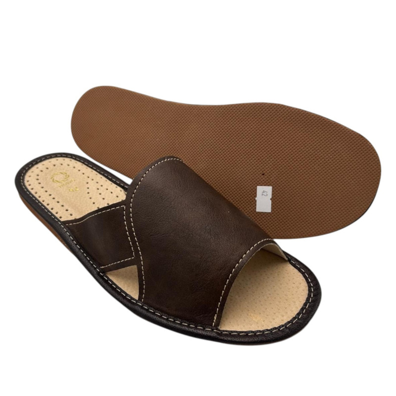 Kapcie domowe męskie R.42 brązowe lekkie wygodne antypoślizgowe KM-14-BR-42