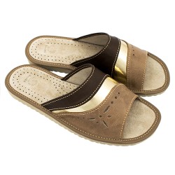 Kapcie damskie R.36 z naturalną skórzaną wkładką ortopedyczną KD-16-BR-36