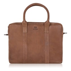 Męska torba skórzana na dokumenty na laptopa koniakowa Paolo Peruzzi IM-05-CG
