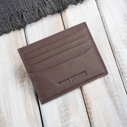 Etui na karty kredytowe praktyczne etui ze skóry naturalnej RFID koniakowe Paolo Peruzzi