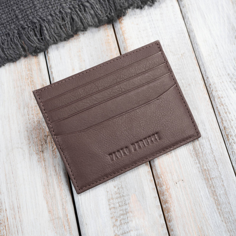 Etui na karty kredytowe praktyczne etui ze skóry naturalnej RFID koniakowe Paolo Peruzzi