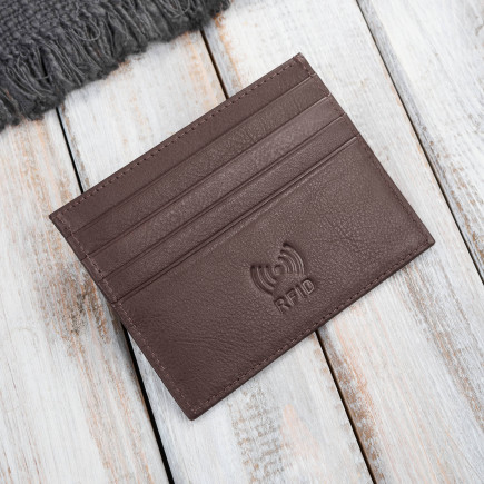 Etui na karty kredytowe praktyczne etui ze skóry naturalnej RFID koniakowe Paolo Peruzzi