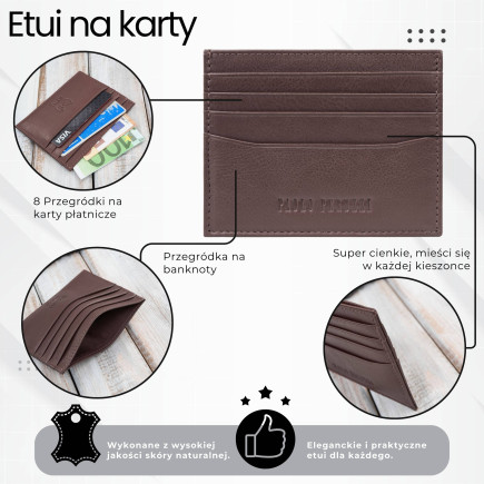 Etui na karty kredytowe praktyczne etui ze skóry naturalnej RFID koniakowe Paolo Peruzzi