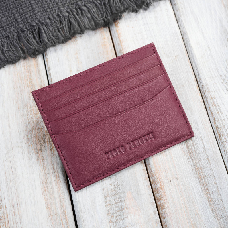 Etui na karty i wizytówki skórzane praktyczne z ochroną RFID czerwone Paolo Peruzzi