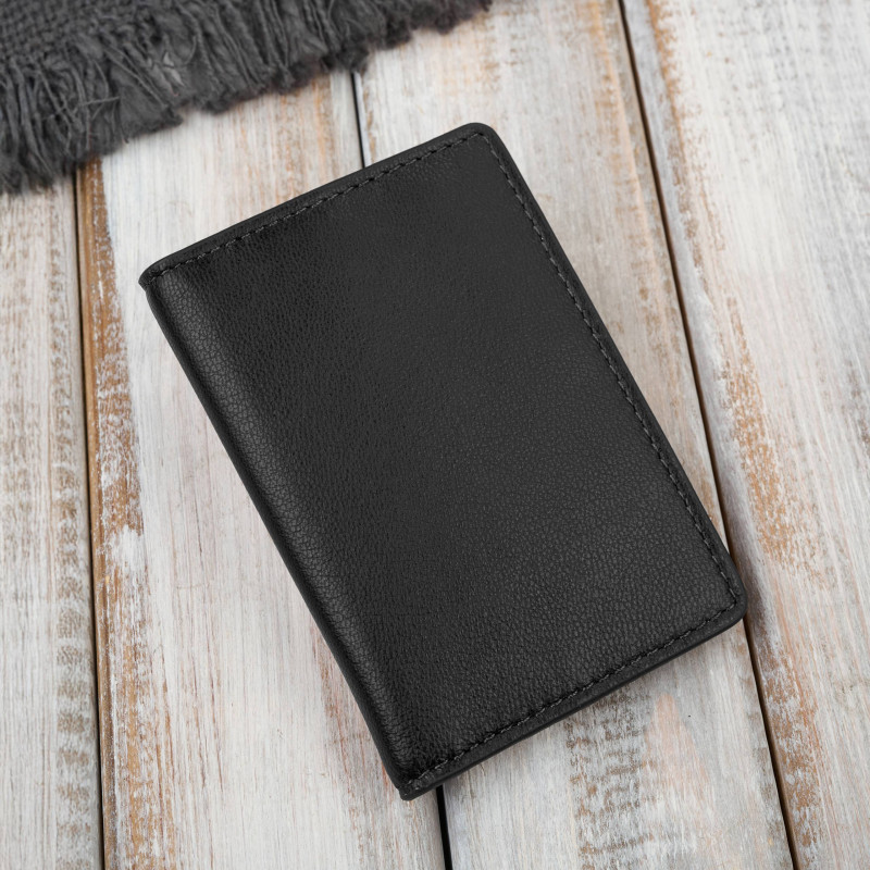 Etui na karty czarne skórzane eleganckie Paolo Peruzzi KV-05-CBL