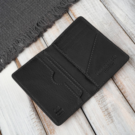 Etui na karty czarne skórzane eleganckie Paolo Peruzzi KV-05-CBL