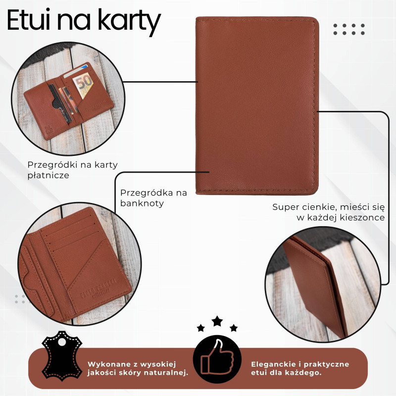 Etui na karty koniakowe skórzane eleganckie Paolo Peruzzi KV-05-CG