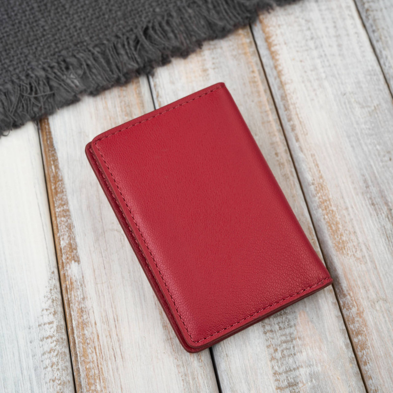 Etui na karty czerwone skórzane eleganckie Paolo Peruzzi KV-05-RD