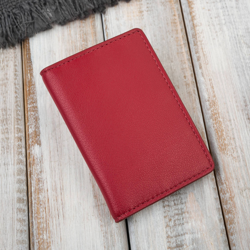Etui na karty czerwone skórzane eleganckie Paolo Peruzzi KV-05-RD