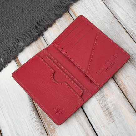 Etui na karty czerwone skórzane eleganckie Paolo Peruzzi KV-05-RD