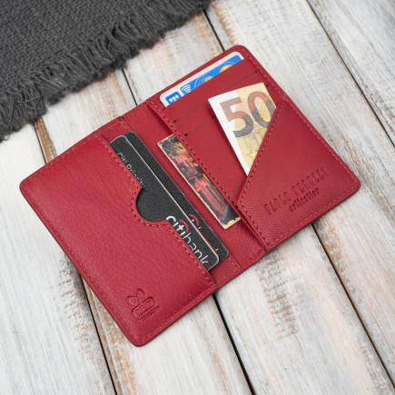 Etui na karty czerwone skórzane eleganckie Paolo Peruzzi KV-05-RD