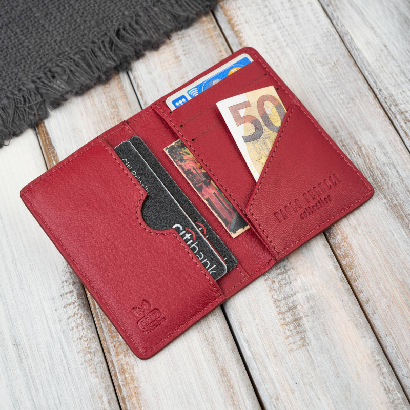 Etui na karty czerwone skórzane eleganckie Paolo Peruzzi KV-05-RD
