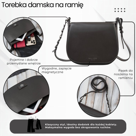 Torebka damska skórzana listonoszka ze skóry licowej modna brązowa Paolo Peruzzi KV-06-BR