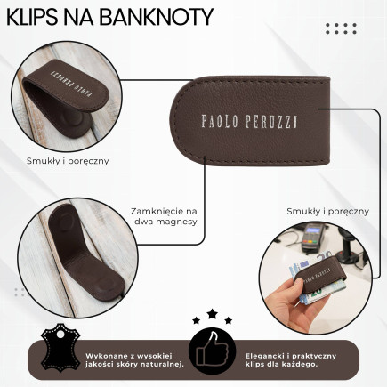 Skórzany klips na banknoty KV-07 – smukły, poręczny i elegancki