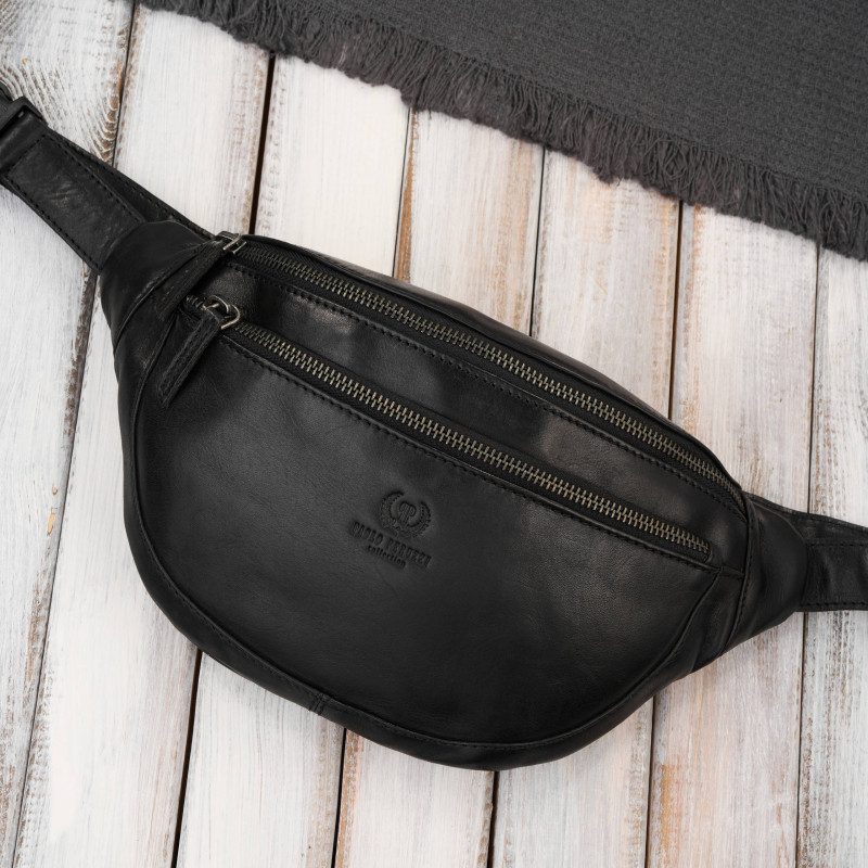 Saszetka męska nerka skórzana na pas czarna Paolo Peruzzi SL-04-BL