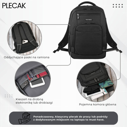 Plecak na laptopa męski Paolo Peruzzi AS-03-BL wodoodporny