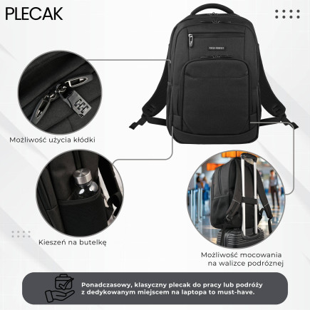 Plecak na laptopa męski Paolo Peruzzi AS-03-BL wodoodporny