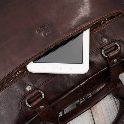 Torba męska na ramię do ręki skórzana na laptopa dokumenty A4 brązowa pojemna Paolo Peruzzi SL-08-BR