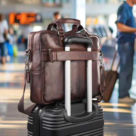 Torba męska na ramię do ręki skórzana na laptopa dokumenty A4 brązowa pojemna Paolo Peruzzi SL-08-BR