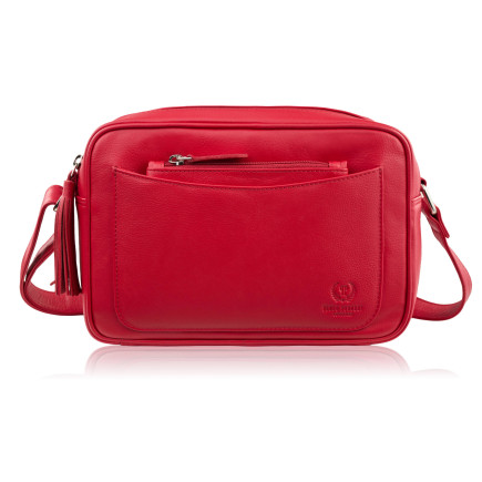 Torebka damska skórzana listonoszka na ramię czerwona Paolo Peruzzi AY-20-RD