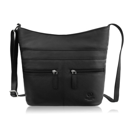 Torebka damska skórzana na ramię pojemna czarna Paolo Peruzzi AY-23-BL