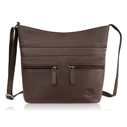 Torebka damska skórzana na ramię pojemna brązowa Paolo Peruzzi AY-23-BR