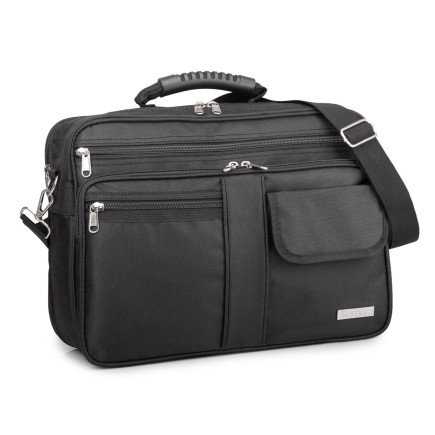 Męska torba na ramię do pracy A4 czarna SERGEJ METRO SJ-01-BL