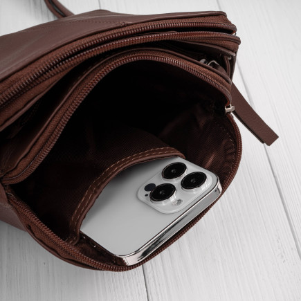 Mała torebka damska skórzana na ramię crossbody modna letnia Paolo Peruzzi AY-25-BR