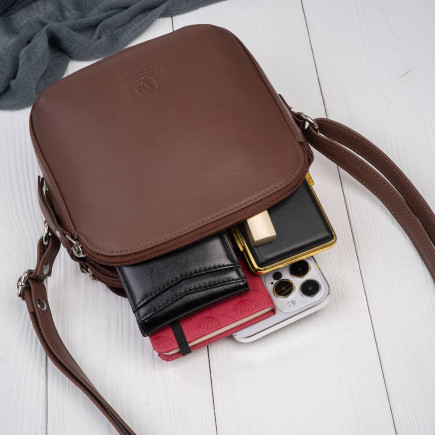 Mała torebka damska skórzana na ramię crossbody modna letnia Paolo Peruzzi AY-25-BR